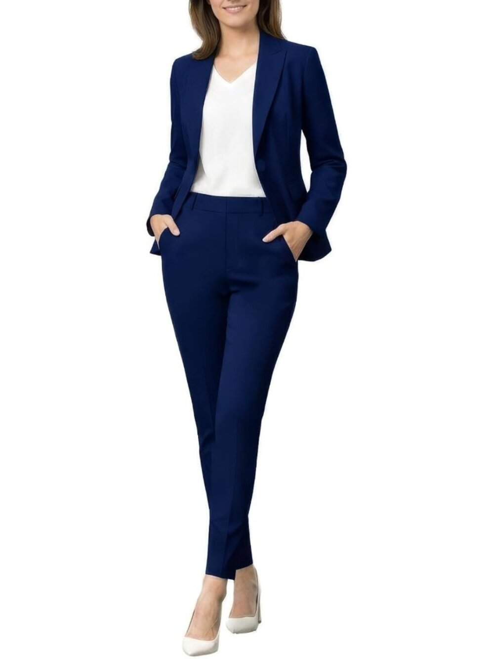 Chic Women's 2-Piece Pant Suit Set - Blazer & Pants for Professional Style